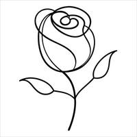 Rosebud illustration drawn with a continuous line art technique ideal for botanical art collections elegant design themes and floral decorative illustration projects vector