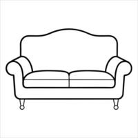 Sofa artwork drawn in continuous line art drawing style combining clean design and inviting shape ideal for home decor graphics or furnishing concept sketches vector