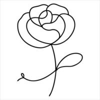 Continuous line illustration of poppy flower with flowing petals in black and white perfect for modern floral wall art botanical prints and decorative design work vector