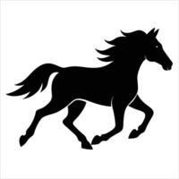 horse running silhouette in bold black design showcasing motion freedom strength and natural beauty of equine form in a dynamic minimalist style isolated line art vector