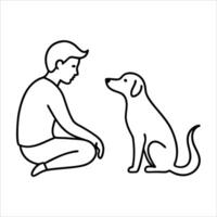 Minimalist line art showing a dog communicating with its owner perfect for pet lovers emotional connection designs and simple heartwarming animal themed artwork vector