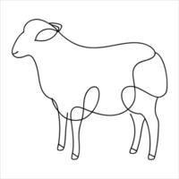 Sheep depicted in continuous line art style showing simplicity calm and pastoral beauty ideal for farm animal illustrations wool industry themes and peaceful rural scenes vector