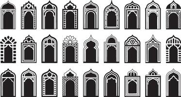 Architecture and design set of arabic arches and windows vector