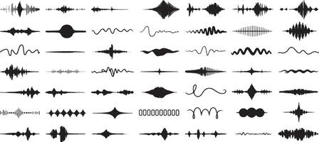 Sound Wave Set with Audio Waves, Equalizer, and Music Recording Icons for Audio and Sound Design vector