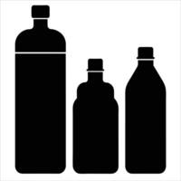 Plastic drinking water bottles of different sizes depicted in minimalist line art style perfect for themes involving hydration eco conscious choices and modern packaging design vector