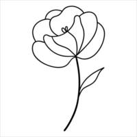 Elegant poppy flower in continuous line art showing delicate petal details ideal for floral designs nature wall art botanical illustrations and home decor vector