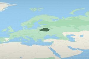 Belarus highlighted on a detailed map, geographic location of Belarus. vector