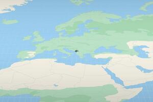 Montenegro highlighted on a detailed map, geographic location of Montenegro. vector