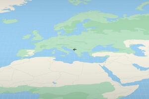 Albania highlighted on a detailed map, geographic location of Albania. vector