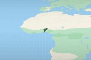 Benin highlighted on a detailed map, geographic location of Benin. vector