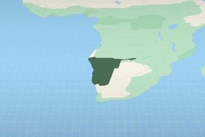 Namibia highlighted on a detailed map, geographic location of Namibia. vector