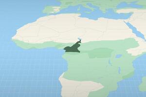 Cameroon highlighted on a detailed map, geographic location of Cameroon. vector