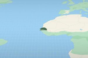 Senegal highlighted on a detailed map, geographic location of Senegal. vector