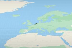 Netherlands highlighted on a detailed map, geographic location of Netherlands. vector