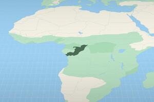 Congo highlighted on a detailed map, geographic location of Congo. vector