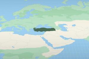 Turkey highlighted on a detailed map, geographic location of Turkey. vector
