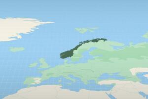 Norway highlighted on a detailed map, geographic location of Norway. vector