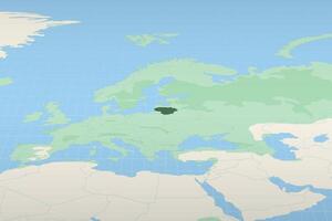 Lithuania highlighted on a detailed map, geographic location of Lithuania. vector