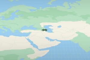 Azerbaijan highlighted on a detailed map, geographic location of Azerbaijan. vector