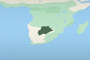 Botswana highlighted on a detailed map, geographic location of Botswana. vector