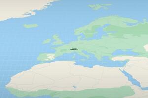 Switzerland highlighted on a detailed map, geographic location of Switzerland. vector