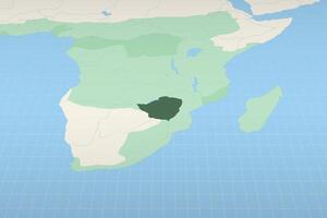 Zimbabwe highlighted on a detailed map, geographic location of Zimbabwe. vector