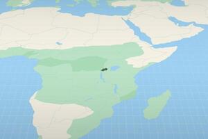 Rwanda highlighted on a detailed map, geographic location of Rwanda. vector