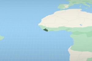 Liberia highlighted on a detailed map, geographic location of Liberia. vector