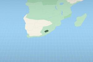 Lesotho highlighted on a detailed map, geographic location of Lesotho. vector