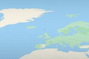 Faroe Islands highlighted on a detailed map, geographic location of Faroe Islands. vector