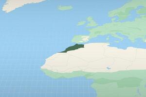 Morocco highlighted on a detailed map, geographic location of Morocco. vector