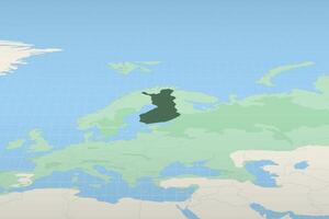 Finland highlighted on a detailed map, geographic location of Finland. vector