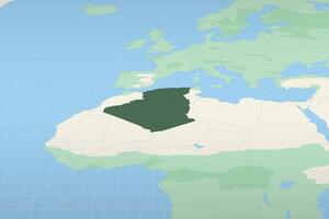 Algeria highlighted on a detailed map, geographic location of Algeria. vector