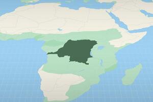 DR Congo highlighted on a detailed map, geographic location of DR Congo. vector