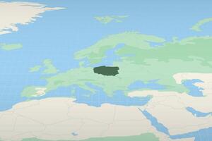 Poland highlighted on a detailed map, geographic location of Poland. vector