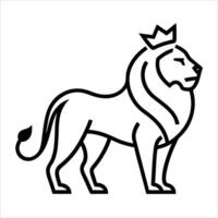 Crowned lion in flowing continuous line art style symbolizing courage and authority great for majestic design themes or refined animal illustrations vector