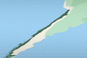 Chile highlighted on a detailed map, geographic location of Chile. vector
