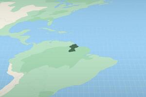 Guyana highlighted on a detailed map, geographic location of Guyana. vector