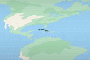 Cuba highlighted on a detailed map, geographic location of Cuba. vector