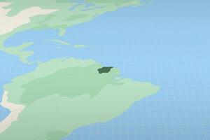 Suriname highlighted on a detailed map, geographic location of Suriname. vector