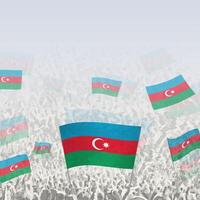 Crowd of people waving flag of Azerbaijan square graphic for social media and news. vector