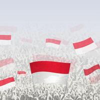 Crowd of people waving flag of Monaco square graphic for social media and news. vector