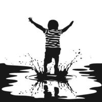 Stylized graphic of a child having fun in a puddle vector