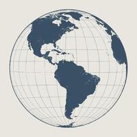 Geographic representation of the Americas on a spherical grid map vector