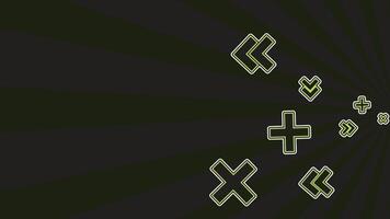 Geometric Plus and Arrow Symbols with Neon Outline on Dark Abstract Background vector