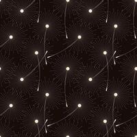 Dark brown pattern with flying dandelion seeds. Fluffy dandelion. vector