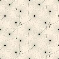 Seamless pattern with flying dandelion seeds. Fluffy dandelion. Dark fluffy silhouette on creme backgr vector