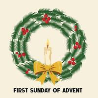 First Sunday of Advent Candle Wreath vector