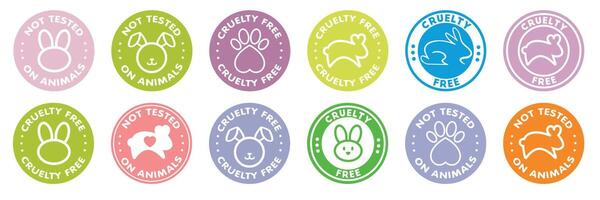 A set of stickers with different animals on them vector