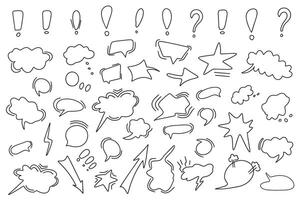 Huge set of dialog boxes, hand drawn variants of different shapes. vector